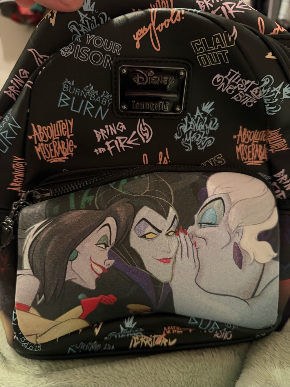 Disney Villains Loungefly Mini Backpack — Black with Multicolor Graphics